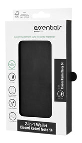 Xiaomi Redmi Note 14 - Essentials Ekoläder 2-i-1 Löstagbart Plånboksfodral Svart